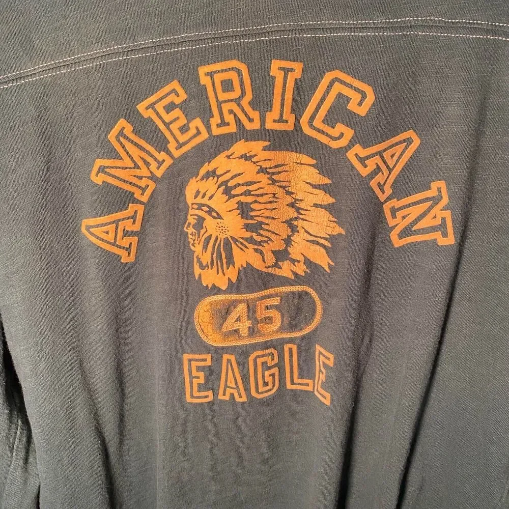 American Eagle T Shirt Green Native American Head Dress Graphics Unisex Adults - Picture 2 of 7